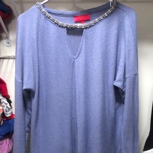 Beautiful sparkle with detail at collar sweater